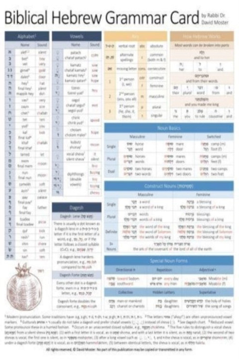 Omslag: Biblical Hebrew Grammar Card