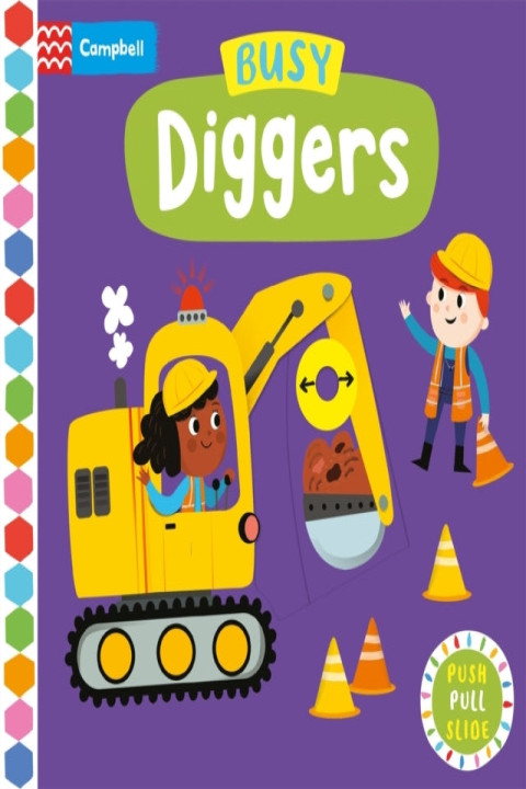 Omslag: Busy Diggersa Push Pull Slide Book