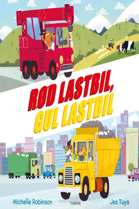 Omslag: Rød lastbil, gul lastbil
