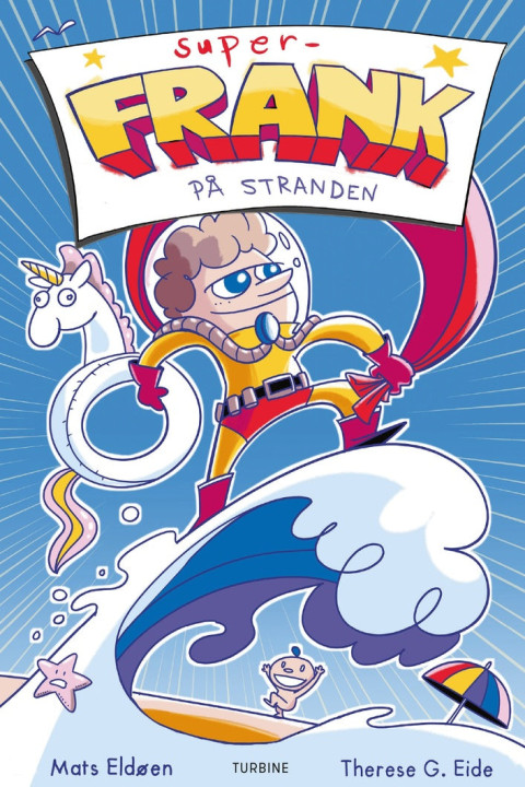 Omslag: Super-Frank på stranden
